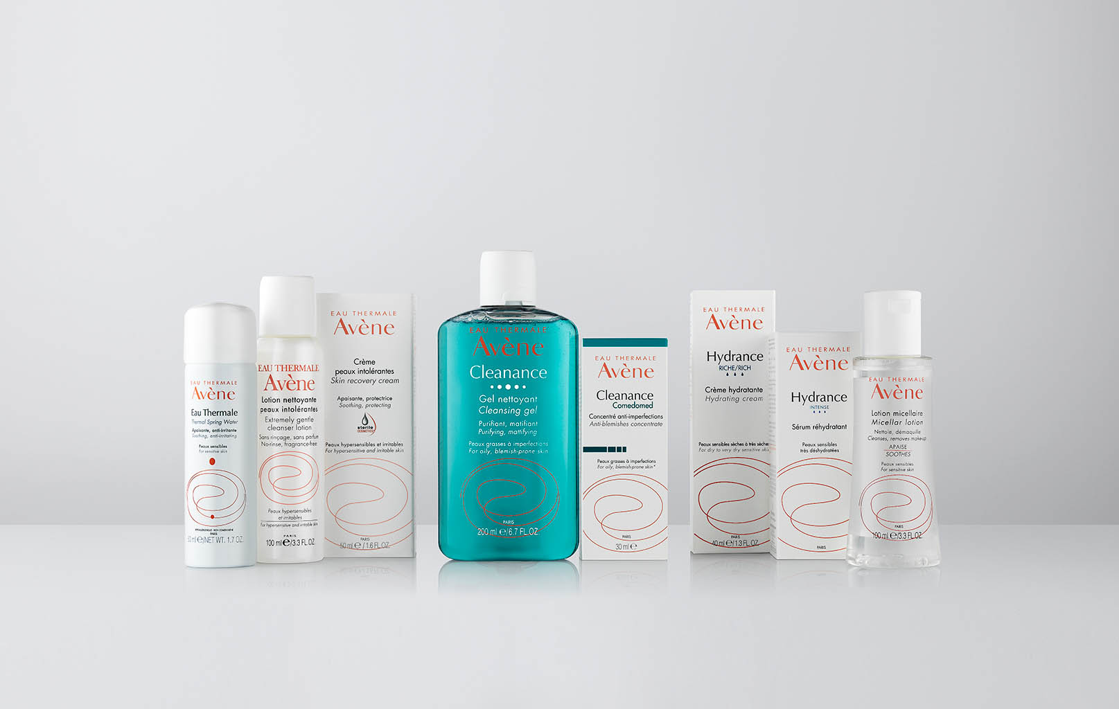 Cosmetics Photography of Avene skin care products by Packshot Factory
