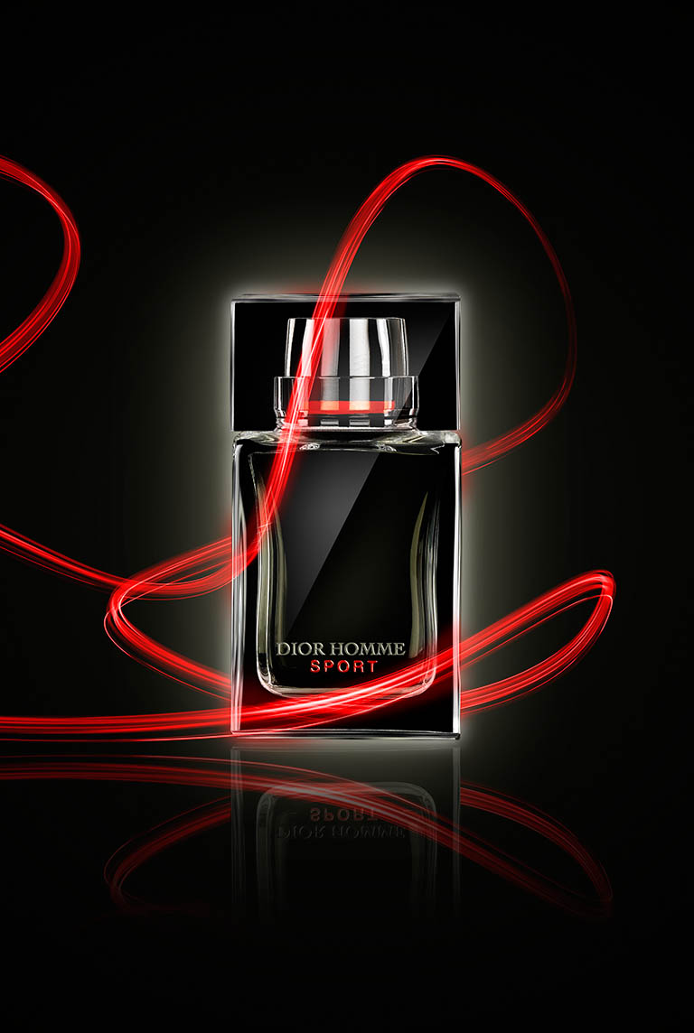 Cosmetics Photography of Dior Homme Sport fragrance bottle by Packshot Factory