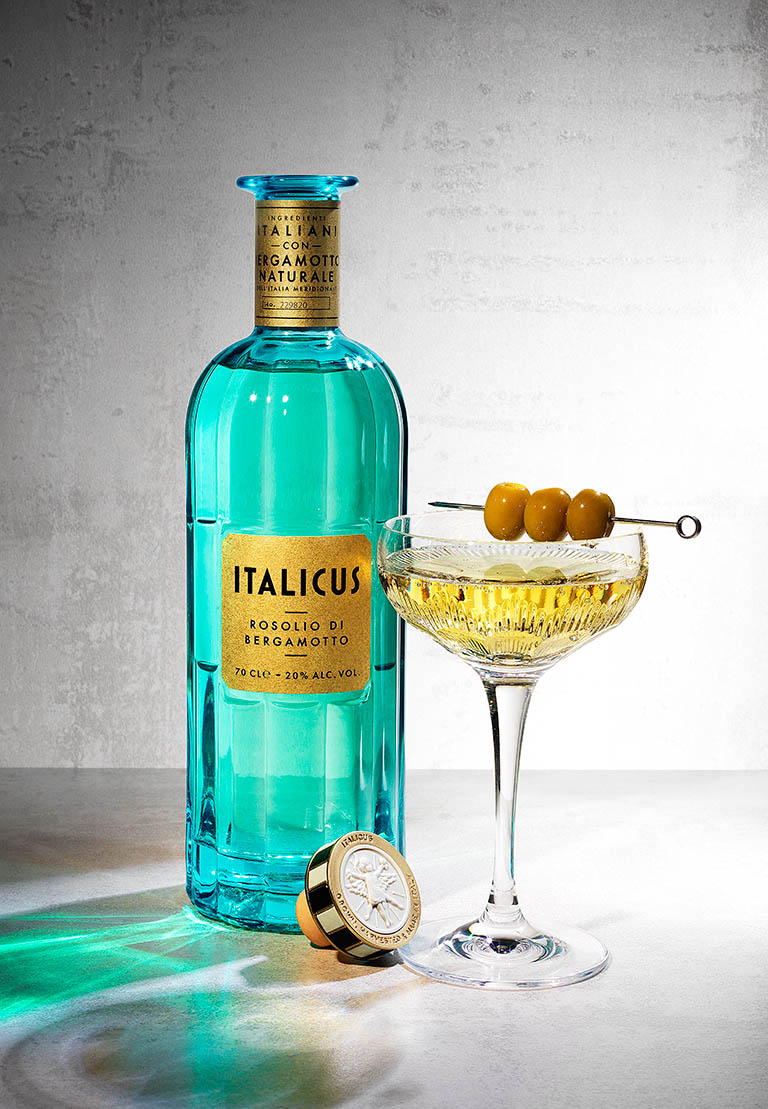Drinks Photography of Italicus Liqueur bottle and serve by Packshot Factory