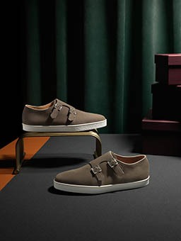 Fashion Photography of John Lobb double-buckle suede plimsole