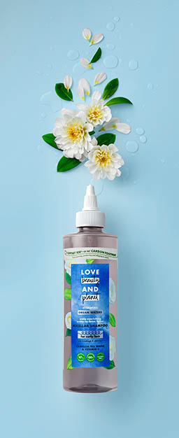 Cosmetics Photography of Love Beauty and Planet hair care shampoo with ingredients
