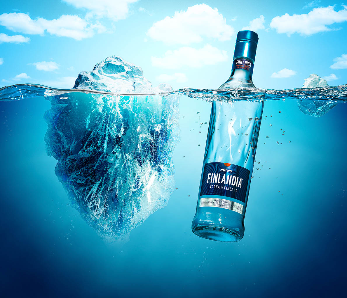Advertising Still Life Product Photography of Finlandia vodka bottle by Packshot Factory