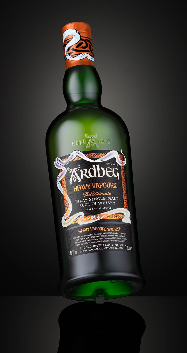 Packshot Factory - Black background - Ardbeg Heavy Vapours Whisky