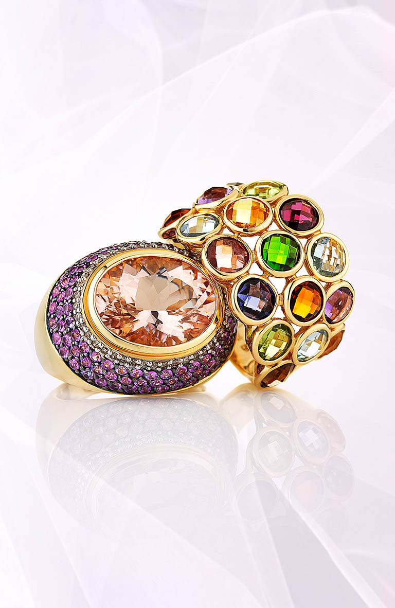 Jewellery Photography of Rings with gemstones by Packshot Factory