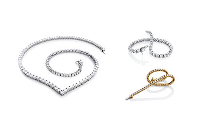 Fine jewellery Explorer of Tiffany tennis necklace and bracelet