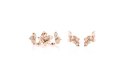 Earrings Explorer of Gold ring and stud diamond earrings set