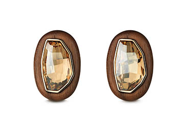 Earrings Explorer of Swarovsky & Kutur wood clip earrings with crystals