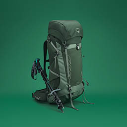 Still life product Photography of Osprey Backpack