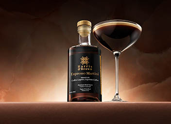 Drinks Photography of Harris & Brown Espresso Martini Bottle and Serve