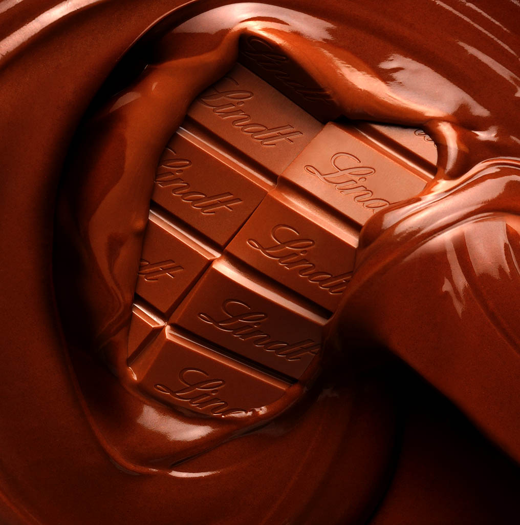Advertising Still Life Product Photography of Lindt melting chocolate by Packshot Factory