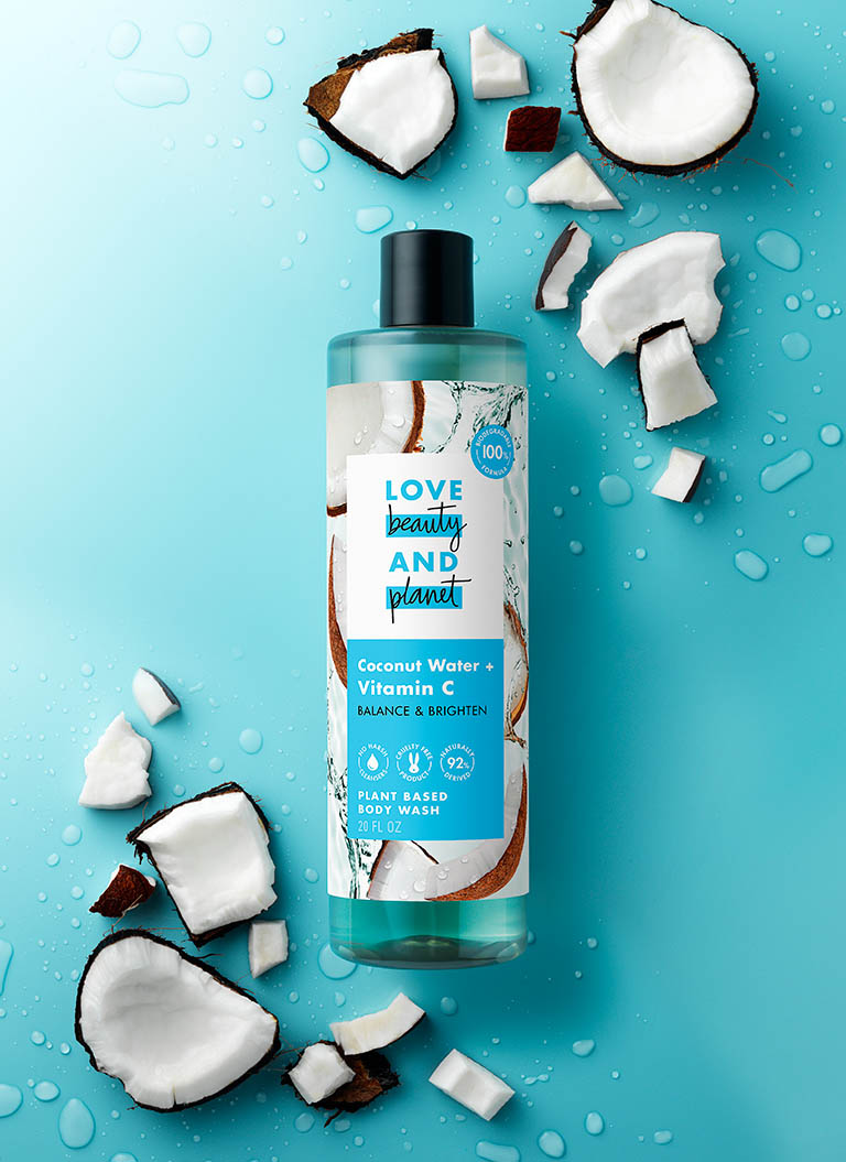 Advertising Still Life Product Photography of Love Beauty and Planet body wash by Packshot Factory